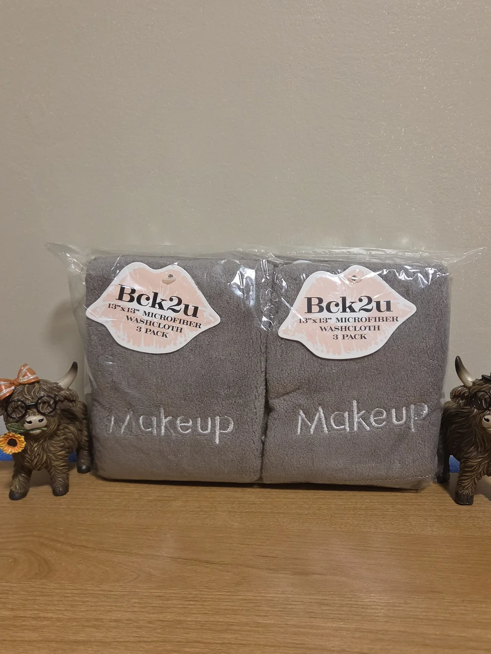 Bck2u Gray Microfiber Makeup Washcloths - 6 Pack